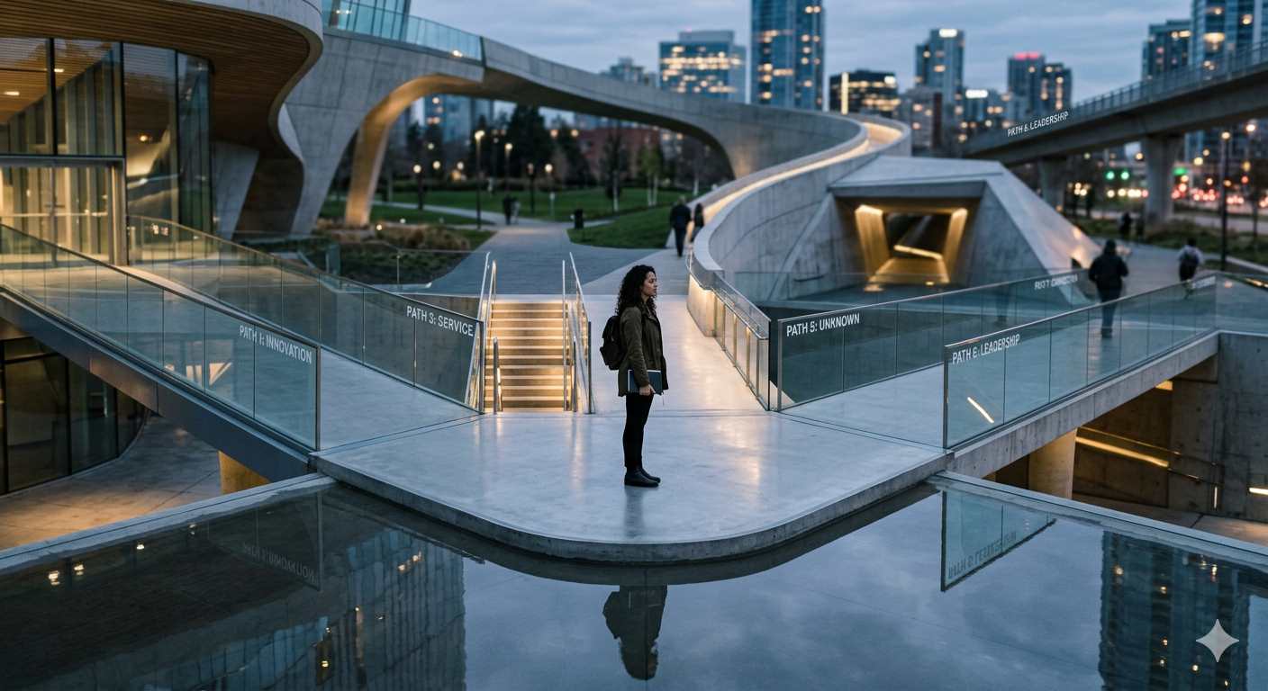 Individual reflecting on career direction